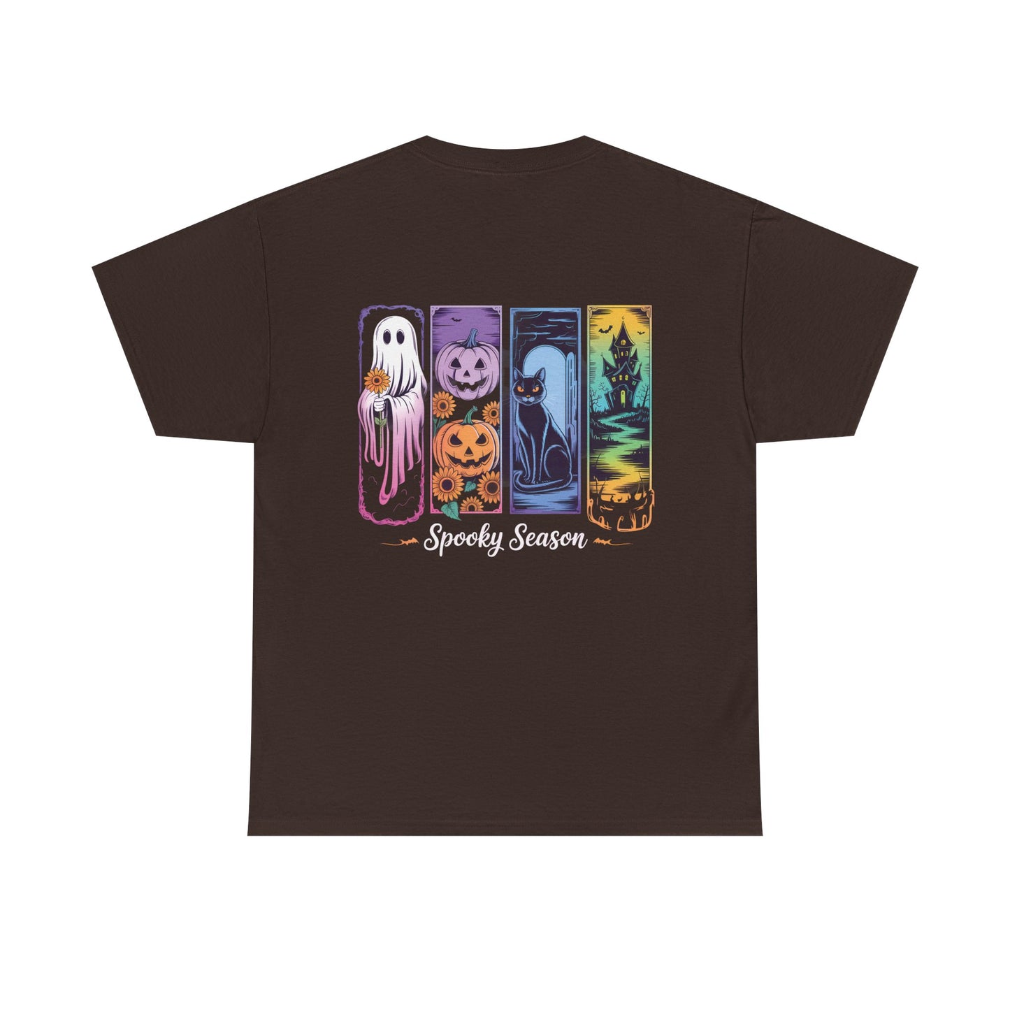 Pretty Spooky Season Tee, Halloween Shirt, Festive Tee, Ghosts & Pumpkins, Fall Wardrobe Essential-Unisex Heavy Cotton Tee -