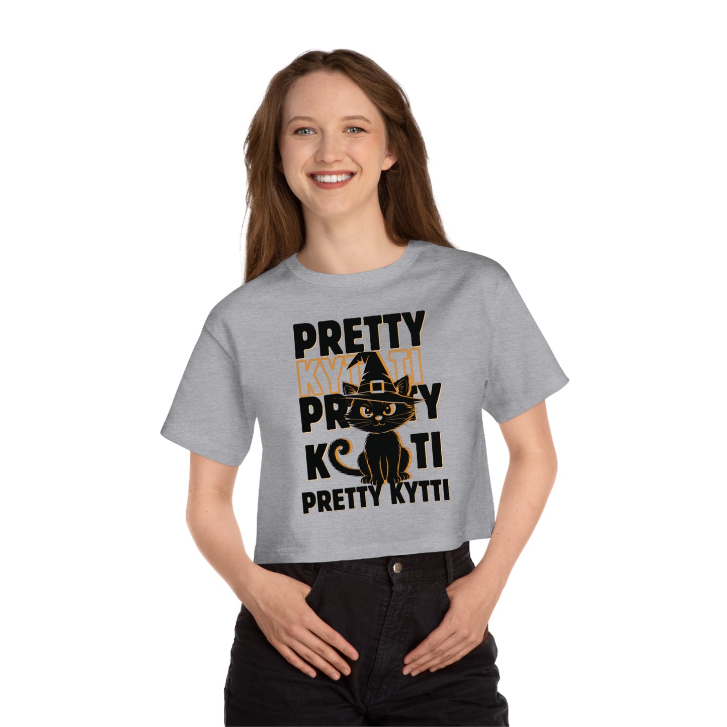 Halloween Cat Cropped T-Shirt, Spooky Outfit, Women's Halloween Apparel, Witchy Vibe Top, Perfect for Fall Celebrations, Gift for [...] LIMITED EDITION CAT CUTE