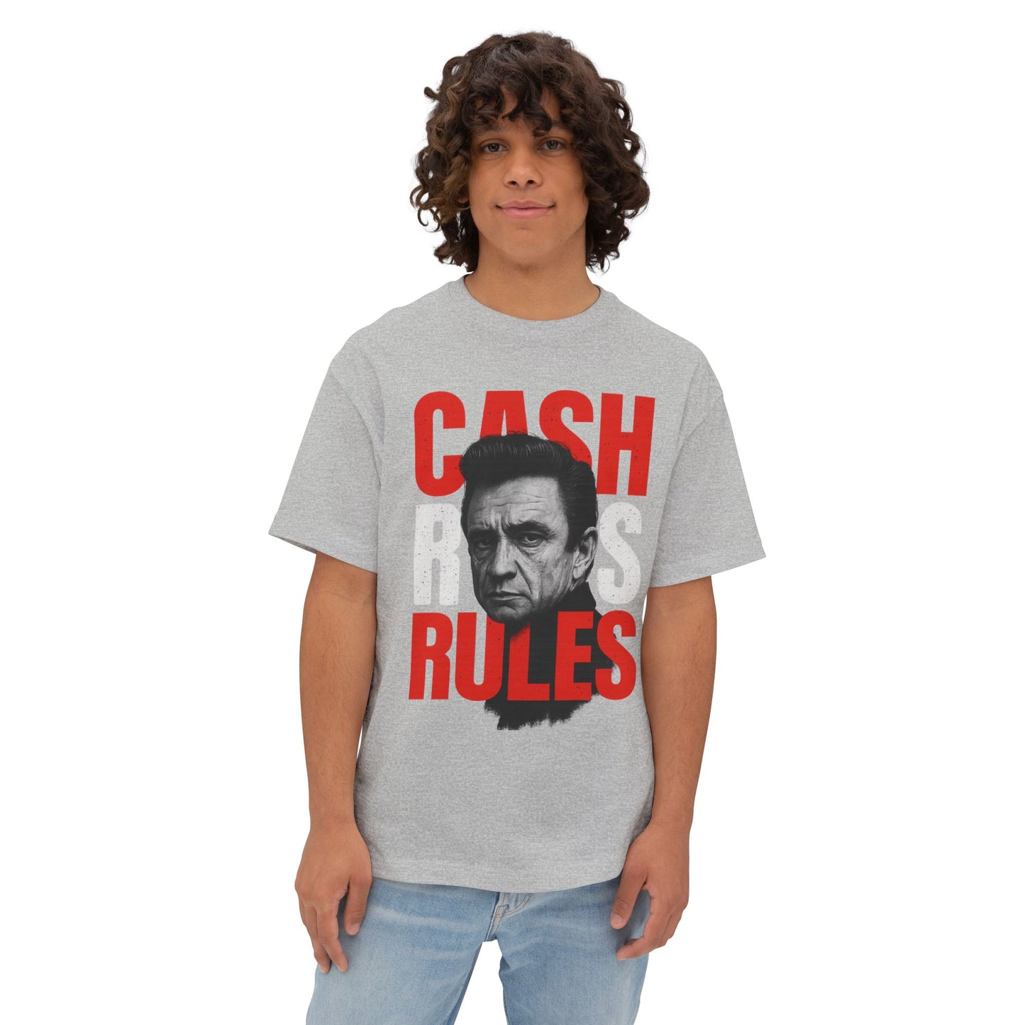 Cash Rules Unisex Oversized Boxy Tee | Vintage Johnny Cash Style Shirt, Music Lover Gift, Rocker Apparel, Casual Wear, Statement T-Shirt