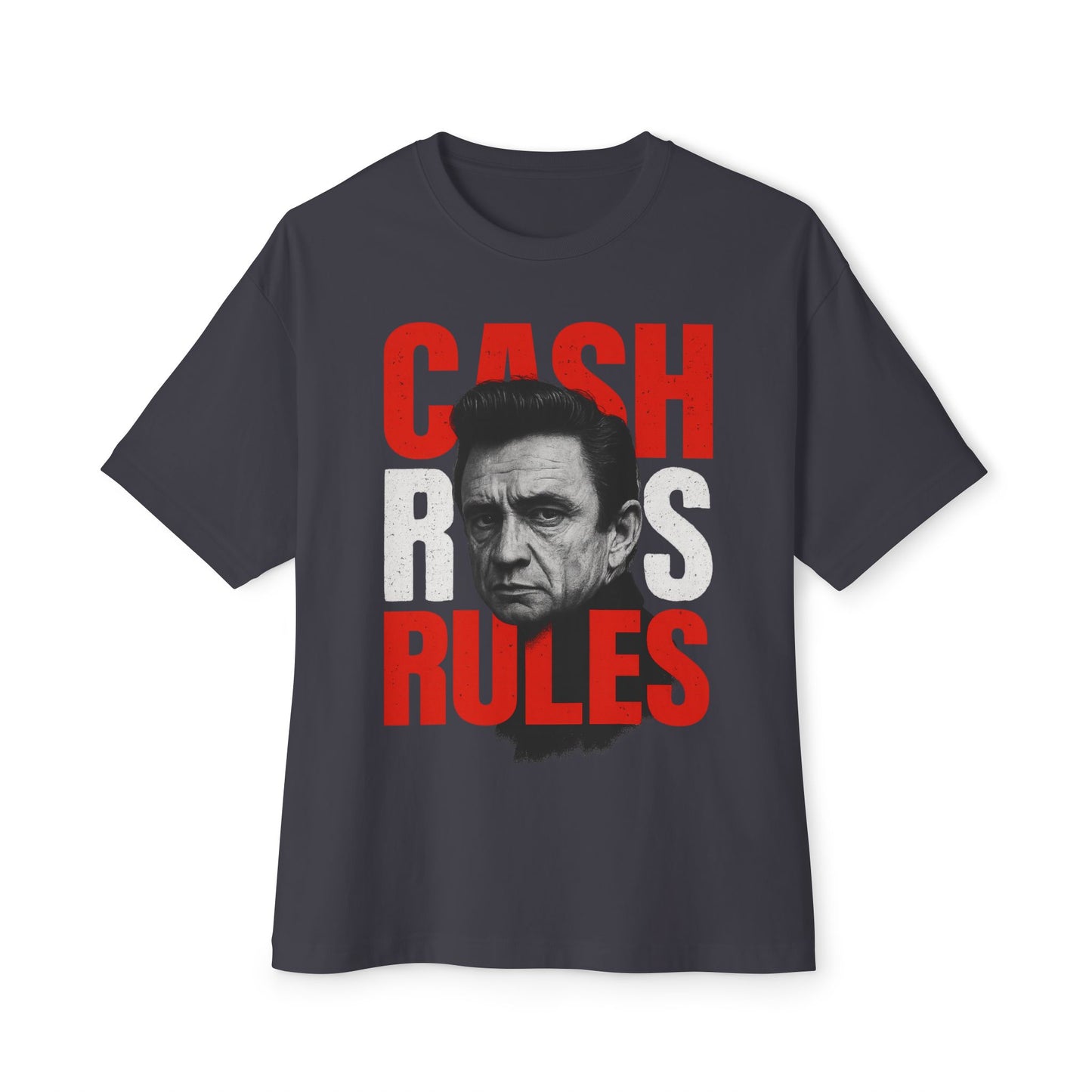 Cash Rules Unisex Oversized Boxy Tee | Vintage Johnny Cash Style Shirt, Music Lover Gift, Rocker Apparel, Casual Wear, Statement T-Shirt