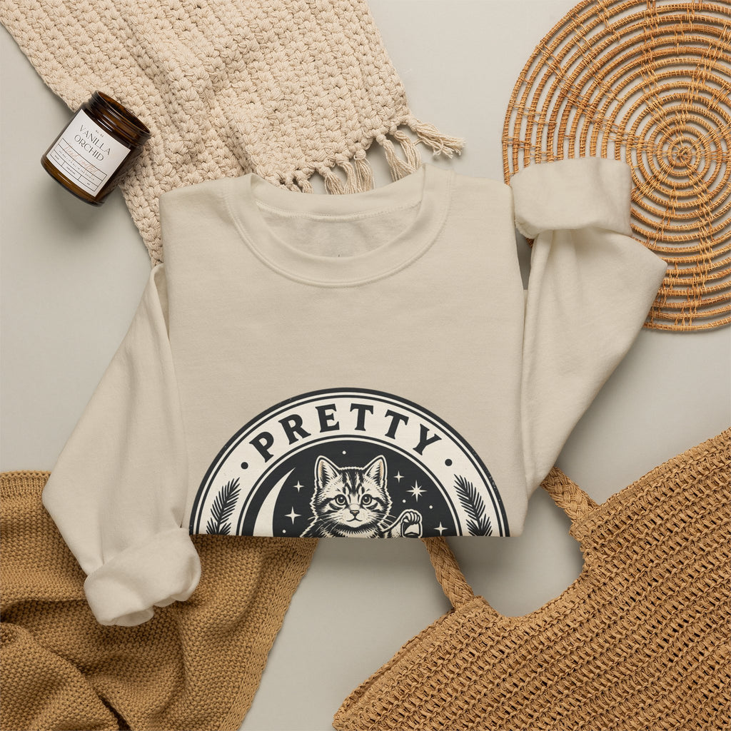 Feral Cat Emblem Sweatshirt | nocturnal wilderness, trash-panda aesthetic