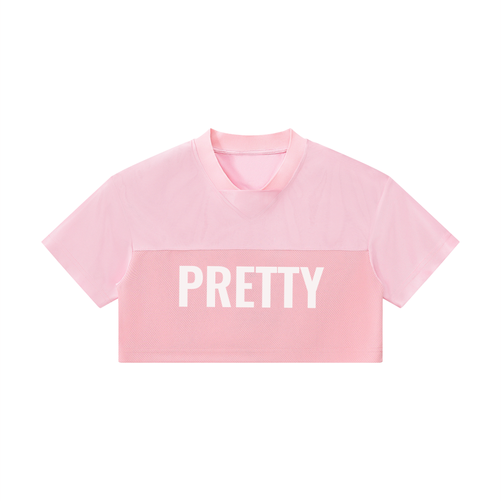 PRETTY KYTTI 01 Cropped Paneled V-Neck Jersey