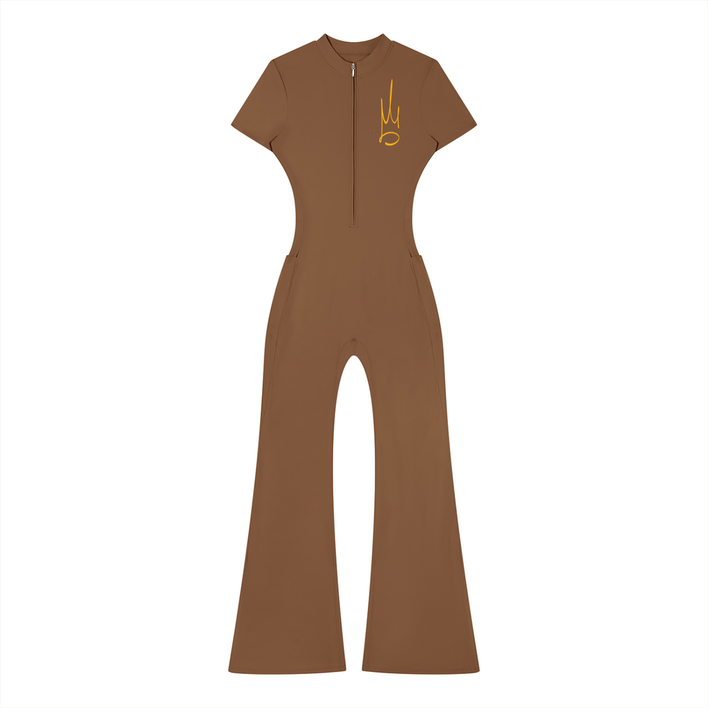 Women’s Tight Flared Leg Quarter-Zip Jumpsuit